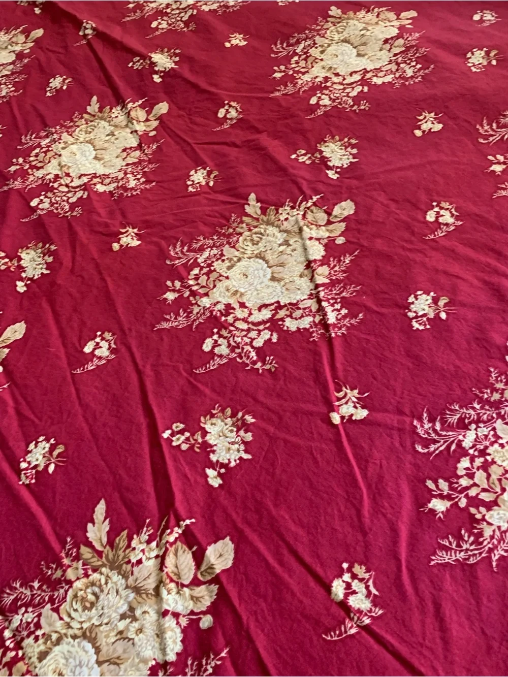 L.L. Bean Red and Cream Floral Duvet Cover